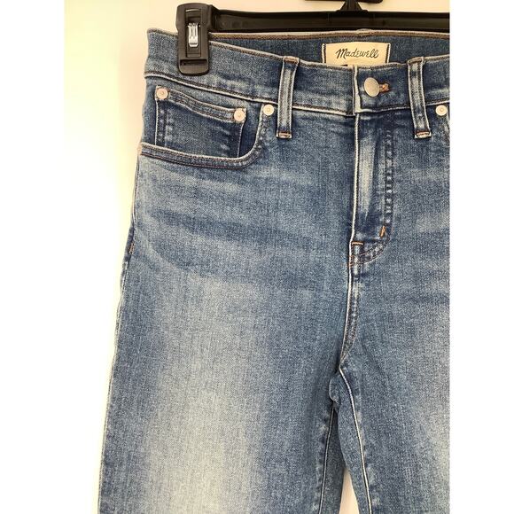 Madewell Women's 27 Blue Mather Wash Kick Out Crop Jeans Mid Rise Stretch K31-16 - Picture 6 of 10